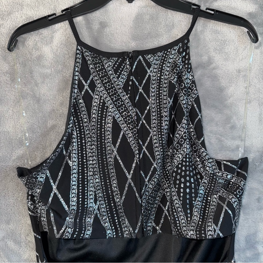 Speechless Dress Juniors 15 Black Silver Glitter Halter Bodycon NWT Holiday NYE - Picture 9 of 16